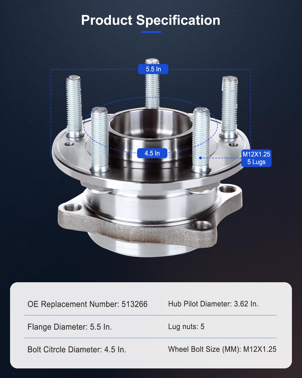 Amazon.com: ECCPP Front Wheel Hub Bearing Assembly 5 Lugs fit for